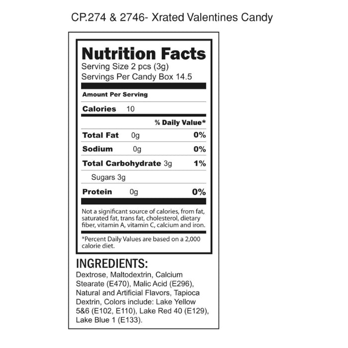 Sex Candy is a box of fun candies printed with suggestive messages and foreplay activities. Nutritional Info
