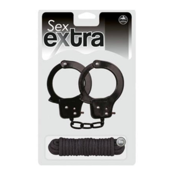 Set of Quick Release Metal Cuffs with 2 Deluxe Keys and 3 Meter Sex Extra Love Rope. Soft and smooth touch cotton rope is perfect for making your own restraints or a little shibari kinbaku (The Art of Japanese bondage)! This woven rope is safe for wrist, ankle and body restraints. Can be used by the Beginner or the Pro at Bondage.