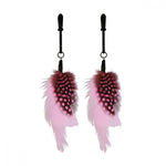 Looks like a bad kitty caught a birdie. What to do with all those feathers? Wear them of course. Be the best dressed kitten around with these lovely feathered nipple clamps from Sex Kitten. Meow... they look purrfect.