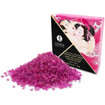 Sensual and pleasurable moments with colour, scent and nourishment! The luxurious Sea Salt Crystals Moonlight Bath Aphrodisia from Shunga are perfect for a nourishing and pleasurable bathing experience which touches and seduces all the senses – alone or with a partner. The crystals make the bath water wonderfully soft and sparkly. They also turn the water a unique pink colour without leaving any residue.
