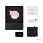 Pink Sila Sonic comes with a manual, charging cord, satin storage pouch and Lelo warranty card.