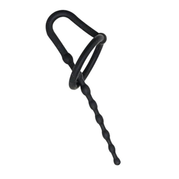 Silicone Urethral Plug with Ring - Black