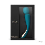 Lelo Smart Wand 2 Medium Ocean Blue comes with a manual, charging cord, satin storage pouch and Lelo warranty card.