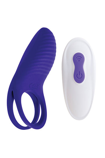 Cock Ring Vibe Pleasures Snugler Remote Control Purple