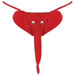 Get your junk in this trunk. The elephant styled G-String features floppy ears, googly eyes, and an elongated, trunk style shaft with a functional squeaker that guarantees a good time and lots of laughs. If you are looking for a pair of funny mens underwear, this elephant thong is the perfect pair to keep your partner or best friend laughing. The perfect gift for a bachelor party, you cant go wrong with this elephant thong.