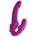 This vibrating Silicone strap on dildo requires no harness. It stays in place with an insertion length, curved probe, for G-Spot stimulation to the wearer. The bullet has a simple one touch power switch. The smooth, rigid Silicone is silky for easy insertion, with a semi phallic shape and curved shaft for G-Spot or P-Spot stimulation. Measurements size: 9.5 inches in total length. Shaft size 6 inches insertion length. Handle end is 4 inches insertion length,1.5 inches in diameter on both ends.