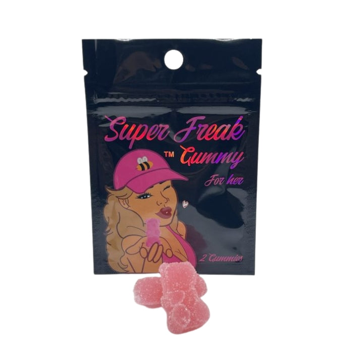 Transform your intimacy with Super Freak Gummy for Her. Welcome increased desire, natural lubrication, and multiple orgasmic levels effortlessly! Upgrade your intimate moments. 2 per pack.