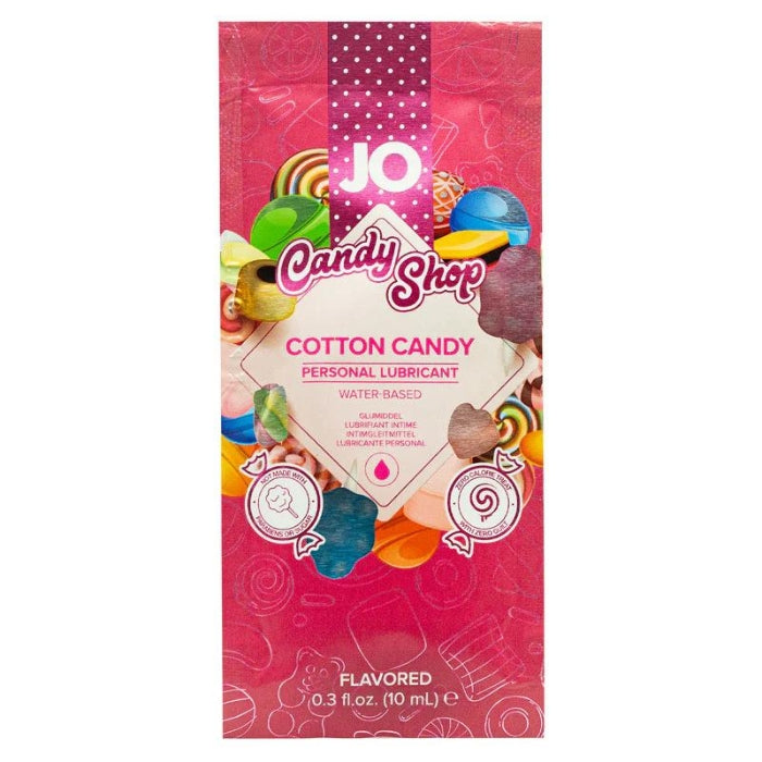 System JO CandyShop Cotton Candy is a personal water-based lubricant that will bring back memories of all these devilishly sweet desserts while creating a playful and intimate mood in your bedsheets. Filled with yummy natural cotton candy flavor, high-quality gel lubricates your most sensitive parts while providing the ultimate comfort and sensational sexual experiences. Plus, the lube washes off super easily!
