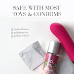 JO Cotton Candy flavored lubricant from the Candy Shop collection is safe with most toys and condoms such as natural latex, polyisoprene and polyurethane.