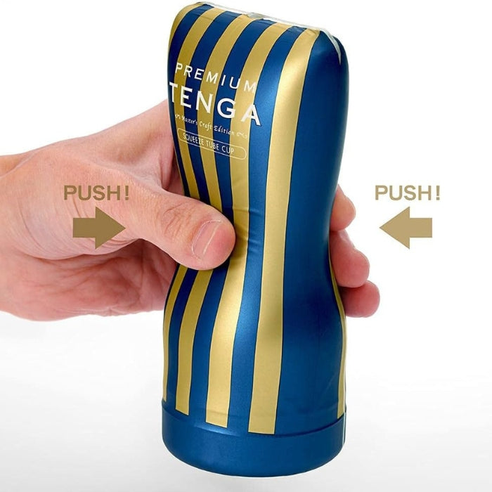 The Tenga Premium Soft Case Cup was designed with sophisticated internal details for a Premium Suction experience. Control the suction by squeezing the soft case. It comes pre-lubricated for your convenience. The elastomer sleeve is 1.5x thicker than the Standard CUP Series, giving you a tighter grip.