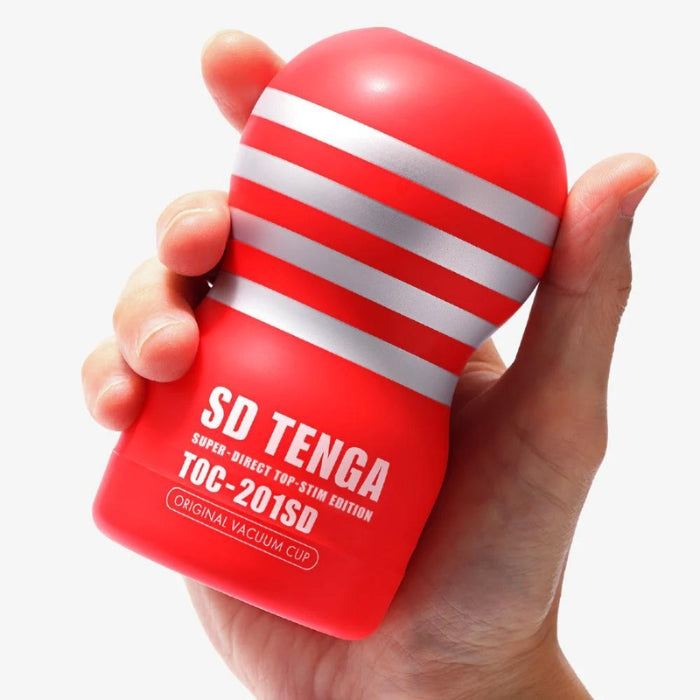 The SD Tenga cups are made so you can reach all the way to the end, to enjoy stimulation from quick strokes and direct stimulation to the tip! The hourglass shape remains for strong suction, with new details to boost the directly stimulating experience – you can also try the Gentle and Strong variations for differing strengths!