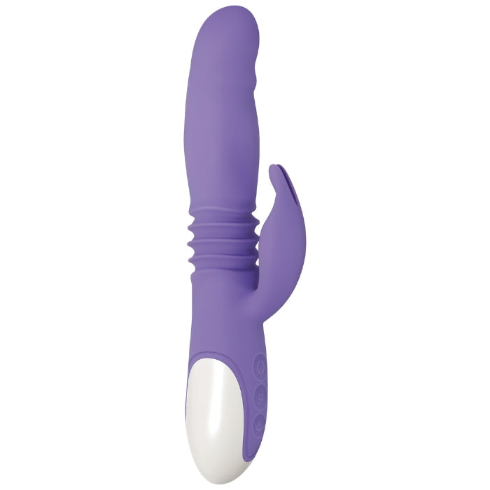 2 powerful motors: in head of shaft and clitoral stimulator. 8 vibrations speeds and functions controlled together. 5 thrusting and expanding functions. Program 5 custom stationary lengths and widths. USB rechargeable and waterproof.