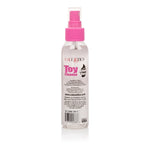 CalExotic's Toy Cleaner now with Aloe Vera. Fights bacteria with Triclosan, an anti-bacterial ingredient. This toy cleaner can safely be used on cyberskin, realistic, rubber, latex, plastic and silicone products and more materials. Easy to use, Point and spray and rinse off. Comes in a 127 ml bottle.