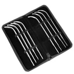 You will have a lot of fun with this set. All sounding plugs are curved at the top with a flat finish below for extra grip. Work your way up with this 8 piece urethral set. Plug your penis and move up a notch when you are ready. Made from premium stainless steel and comes with a premium zip bag where you can safely store your precious toys. 
