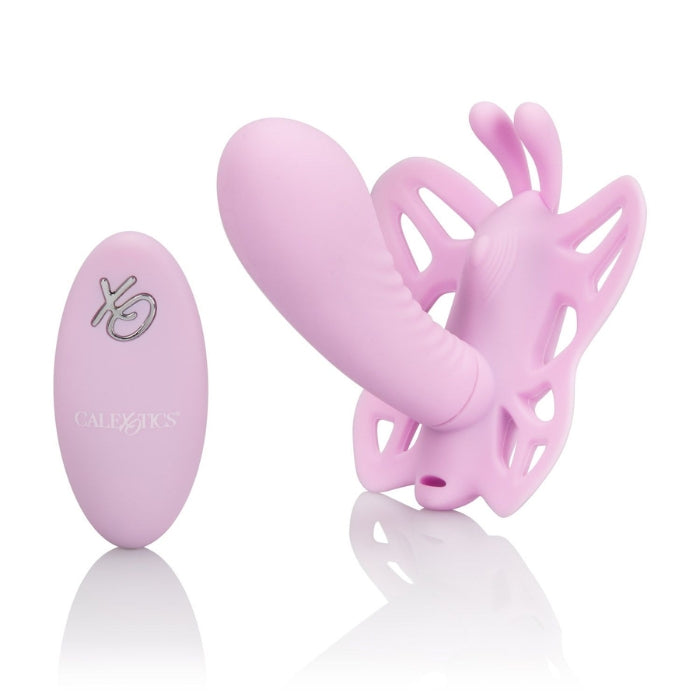 Butterfly Silicone Remote Venus G G-Spot Vibrator with Clitoral Stimulator. Intimately contoured shape, pliable G-Spot Massager and 12 intense functions of vibration. To use with the remote: hold the push button control for 3 seconds to turn on/off and use the XO button to cycle through the pulsation and escalation functions. Recharge the premium Silicone Massager in 70 minutes with the provided dual charging USB cable to enjoy 55 minutes of high speed stimulation or 80 minutes of low speed vibrations.