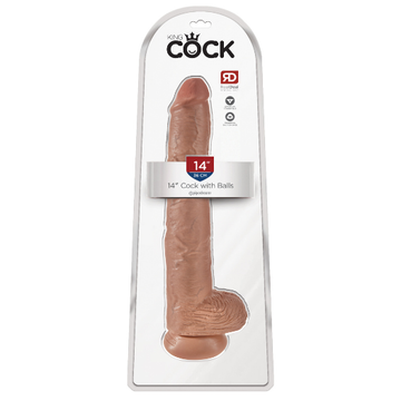 King Cock 14 inch Dark Dildo with Scrotum