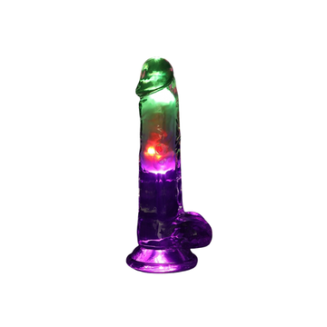 Real Rock LED 7 inch Dildo with Scrotum Purple