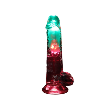 Real Rock LED 8 inch Dildo with Scrotum Purple