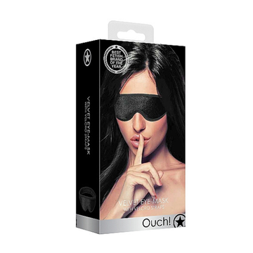 Ouch! Black Velvet Mask with Velcro Straps Black