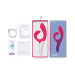 We Vibe Nova Vibrator has dual shafts with motors in both, vibration patterns to tickle the g-spot and clitoris. The flexible shaft for the clitoris never leaves the spot even when the internal shaft is fully penetrating. Rechargeable and 100% waterproof. We-connect control with your smartphone no matter the distance.  You can connect more than one We-Vibe toy on your app and let the games begin.