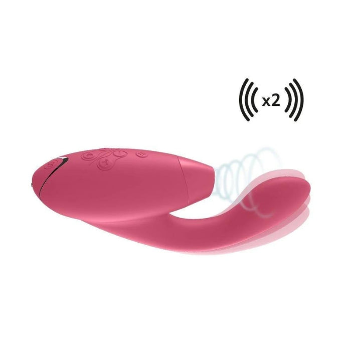 DUO is the best of both worlds. Featuring Womanizer’s Pleasure Air Technology, DUO stimulates the clitoris with powerful waves of alternating air pressure and massages the G-spot with intense internal vibrations. Meet Womanizer’s innovative take on the classic rabbit vibe. 12 different intensity levels, 10 vibration modes, waterproof and rechargeable., waterproof and rechargeable.