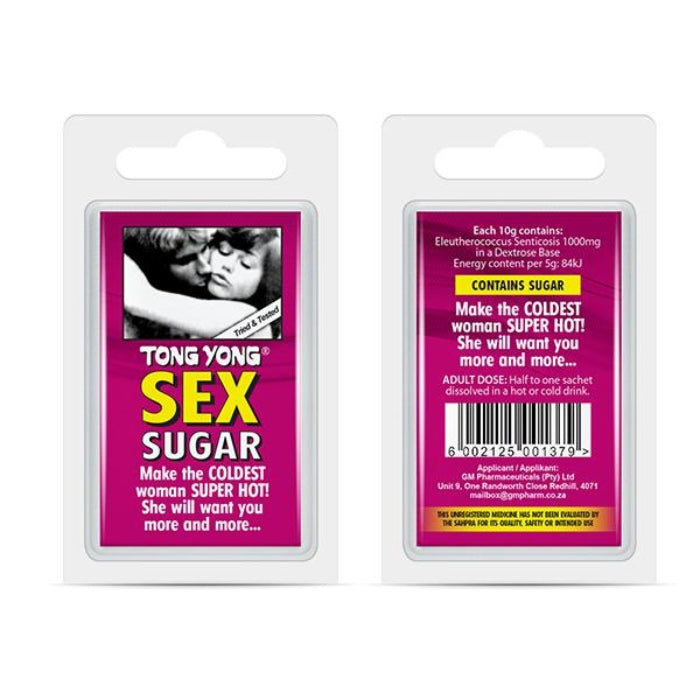 A great tasting sex stimulant. The best female enhancer . The powerful Tong Yong Chinese Sugar, an ancient Chinese recipe, enables you to just keep going and going. Adult Dose: Half a packet to a cup of coffee or tea, or according to taste.
