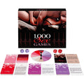 Adult board game set featuring 1000 Sex Games with cards, dice, and a spinner