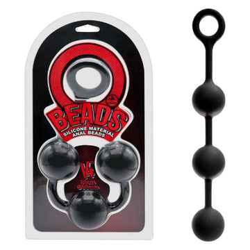 Large black silicone anal beads with ring top and three spheres