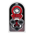 Large black silicone anal beads in red and black package