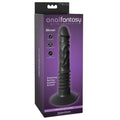 Black silicone anal fantasy thrusting vibrator elite with textured spring-loaded design and elegant black finish usb rechargeable