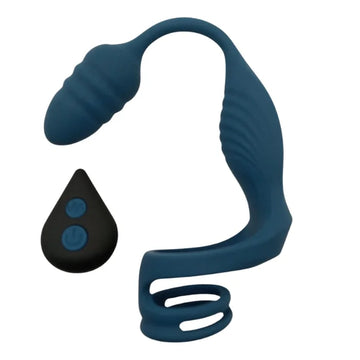 Lady Jane Adult Sex Shop | Anal plug Vibrator with Cock Ring & Remote - Blue