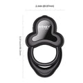 Black silicone anello vibrating double cock ring with clitoral stimulator featuring long distance control for erection firmness and thrust count