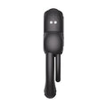 Black silicone anello vibrating double cock ring with clitoral stimulator features white details for erection firmness and long distance control