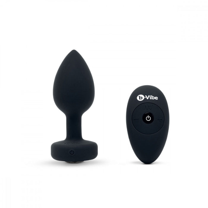 Lady Jane Adult Sex Shop | B-Vibe Vibrating Anal Plug with Jewel - Black M/L | SubCategory_Anal Toys, Type_Anal Plugs,