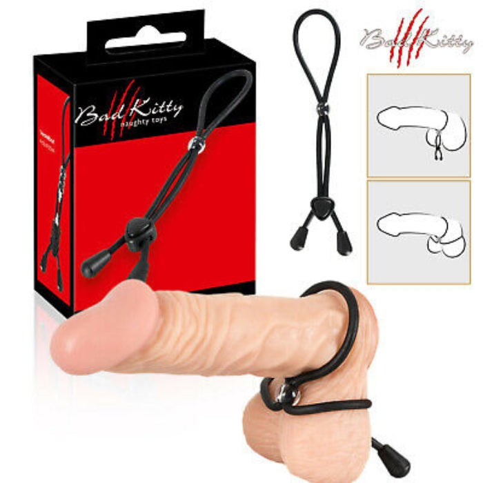 Flesh-colored Bad Kitty Ball Loop Cock Ring for firmer erection and enhanced pleasure