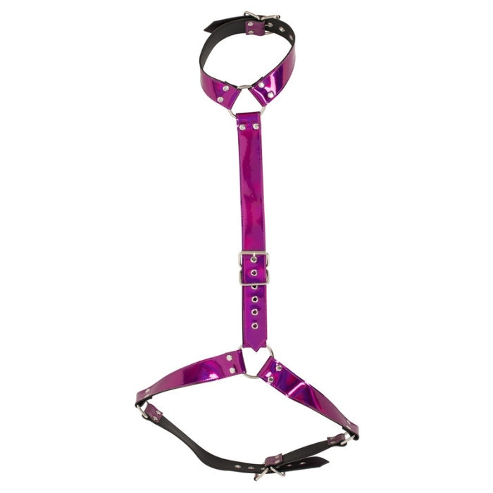 The Pink Bad Kitty Waist Harness and Collar is the perfect accessory for anyone who wants to add a touch of glamour to their BDSM play. This harness and collar set is made from high-quality materials and features adjustable buckles for the collar, down the middle, and around the waist, ensuring a perfect fit for all body types.