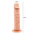 Made of lifelike TPR material, it has a firm, erect core on the inside and a soft, fleshy layer on the outside! The detailed textures of the skin provide even more of the realistic feeling that you are looking for. The powerful suction cup base sticks to nearly any smooth, flat surface and ensures that each dildo is harness compatible for strap on fun.
