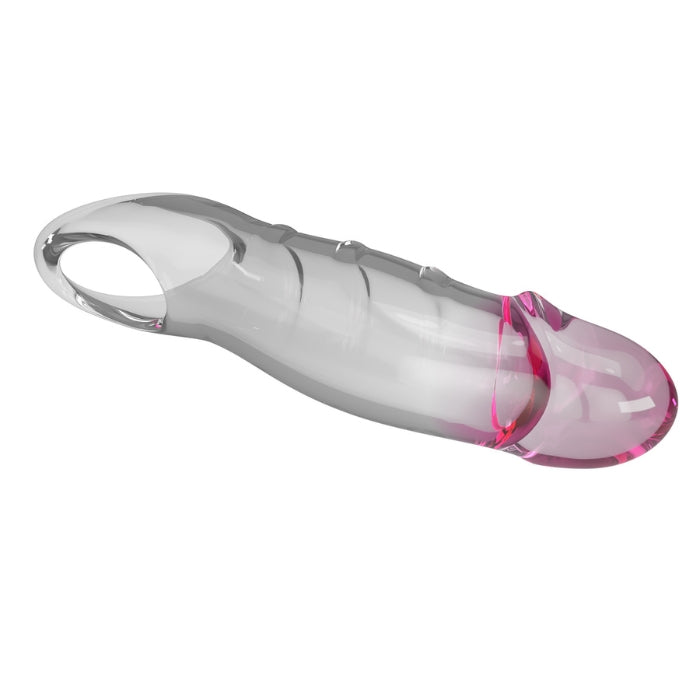 Baile Closed Penis Sleeve clear pink silicone dildo with textured grip