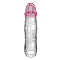 Clear Baile Closed Penis Sleeve with pink ridged dildo cover
