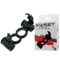 Black Silicone Double Cock Ring Rabbit with Vibrating Stimulation Points