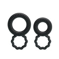 Baile Double Cock Ring Set black silicone with beaded edge