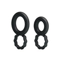Baile Double Cock Ring Set Black silicone with textured beads