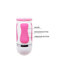 Pink and white Baile Fascination Rabbit Vibrator with labeled buttons for sex toy newbies