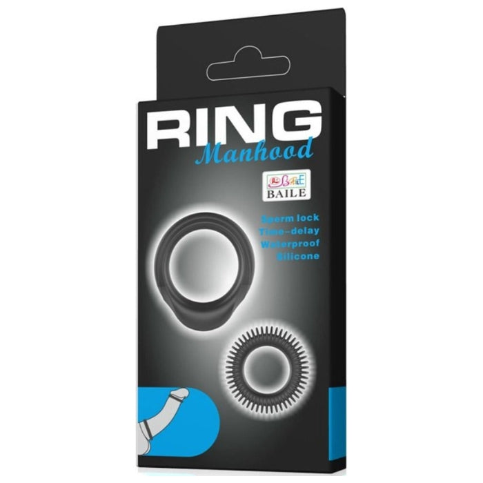 Lady Jane Adult Sex Shop | Baile Manhood Cock Ring Set - Black (2)