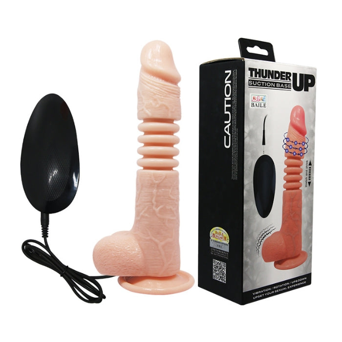 The TPR vibrating dildo is an amazing dildo that has realistic textures. With multiple vibrating speeds and thrusting function, A suction cup at the base of the shaft that will hold to any smooth surface, allowing you to go hands-free, as well as a remote so as to ease control while satisfying your cravings.