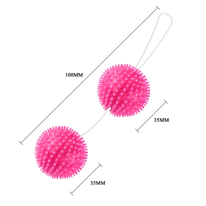 Pink spiky Baile Twin Ball kegel duo with nodules on cord