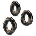 Baile Yvonne Cock Ring Set - Black: 3 textured silicone rings
