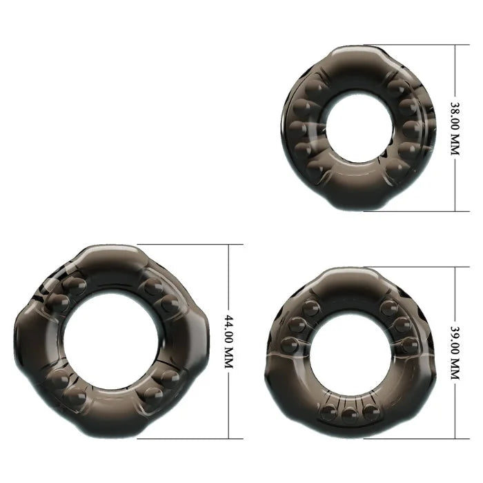 Dark brown translucent silicone Baile Yvonne cock ring with bumps
