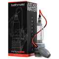 Bathmate Hydroxtreme6 clear penis pump with silver gray body and red tubing to improve erection