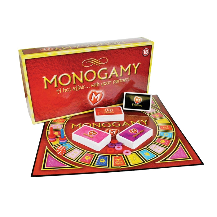 Monogamy board game with colorful board and cards for enhancing communication